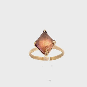Fancy cut pink Tourmaline Gold Ring Gemstone Solitaire recycled 18k yellow gold statement cocktail statement 1685
