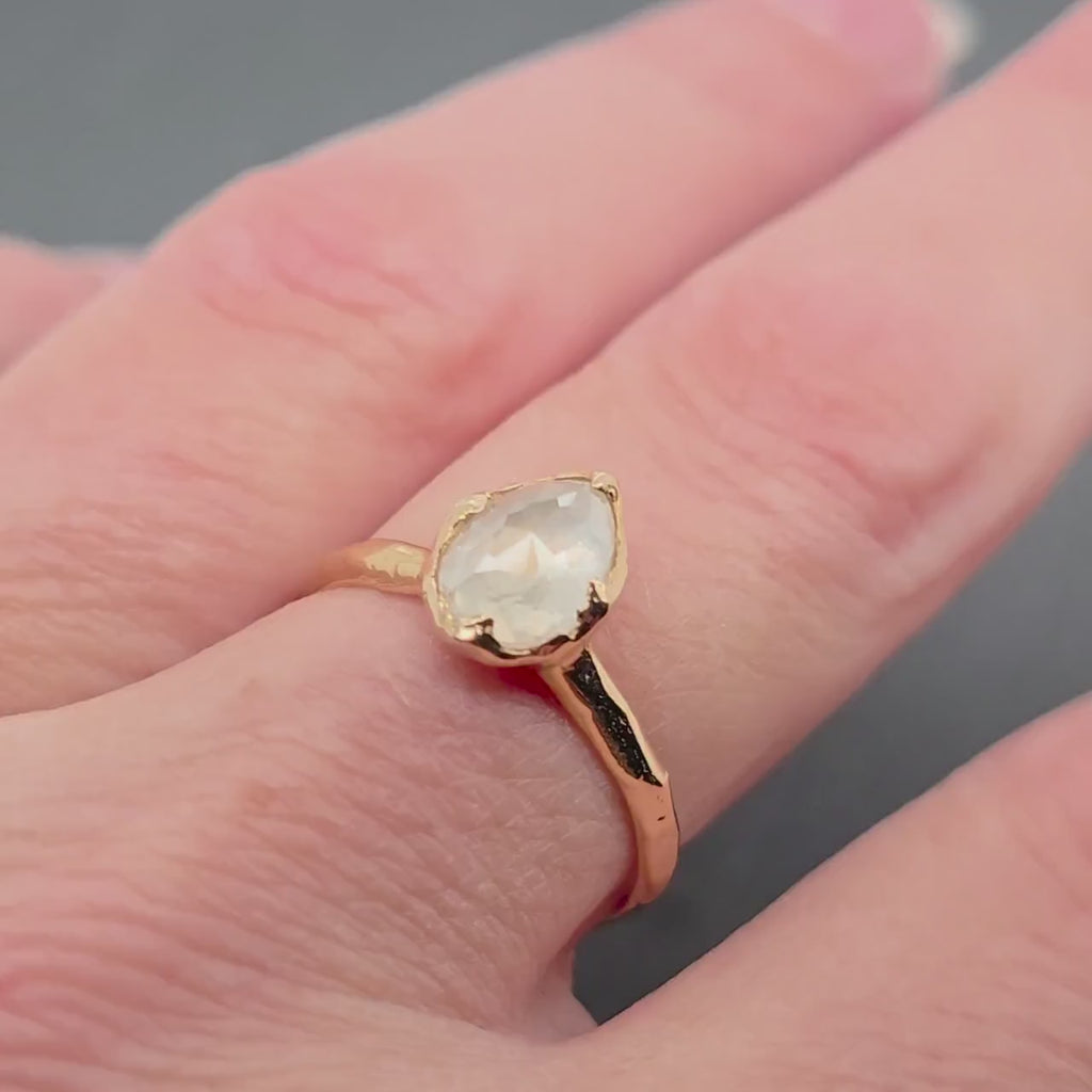 Oval Rose Cut Diamond Engagement Ring • 14k Yellow Gold Solitaire • Handmade by Angeline 3648