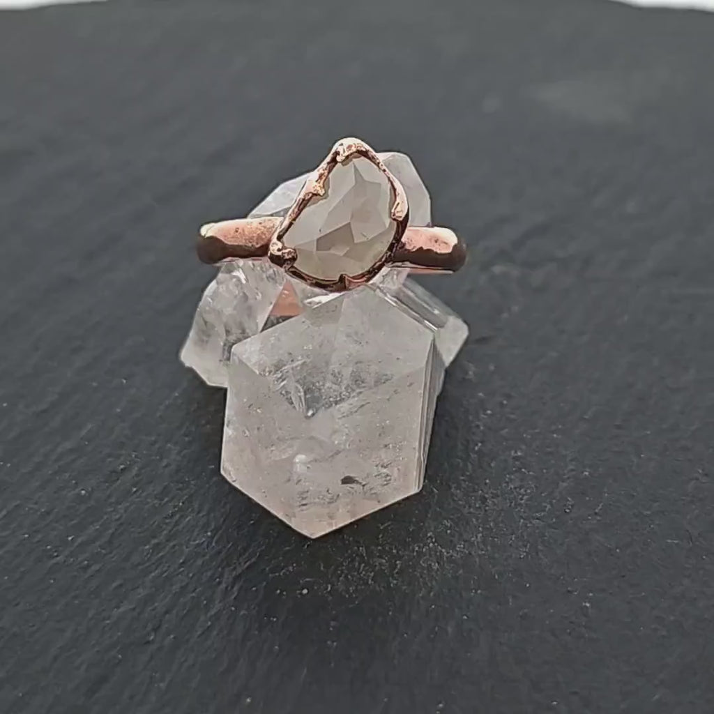Fancy Cut Half Moon Diamond Engagement Ring • 14k Rose Gold • Handmade by Angeline 2460