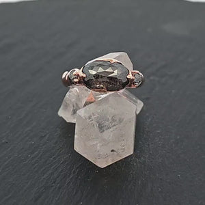 Fancy cut Salt and Pepper Diamond Engagement 14k Rose Gold Multi stone Wedding Ring byAngeline 2977