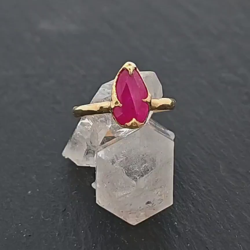 fancy cut ruby yellow gold ring gemstone solitaire recycled 18k statement 1511 Alternative Engagement