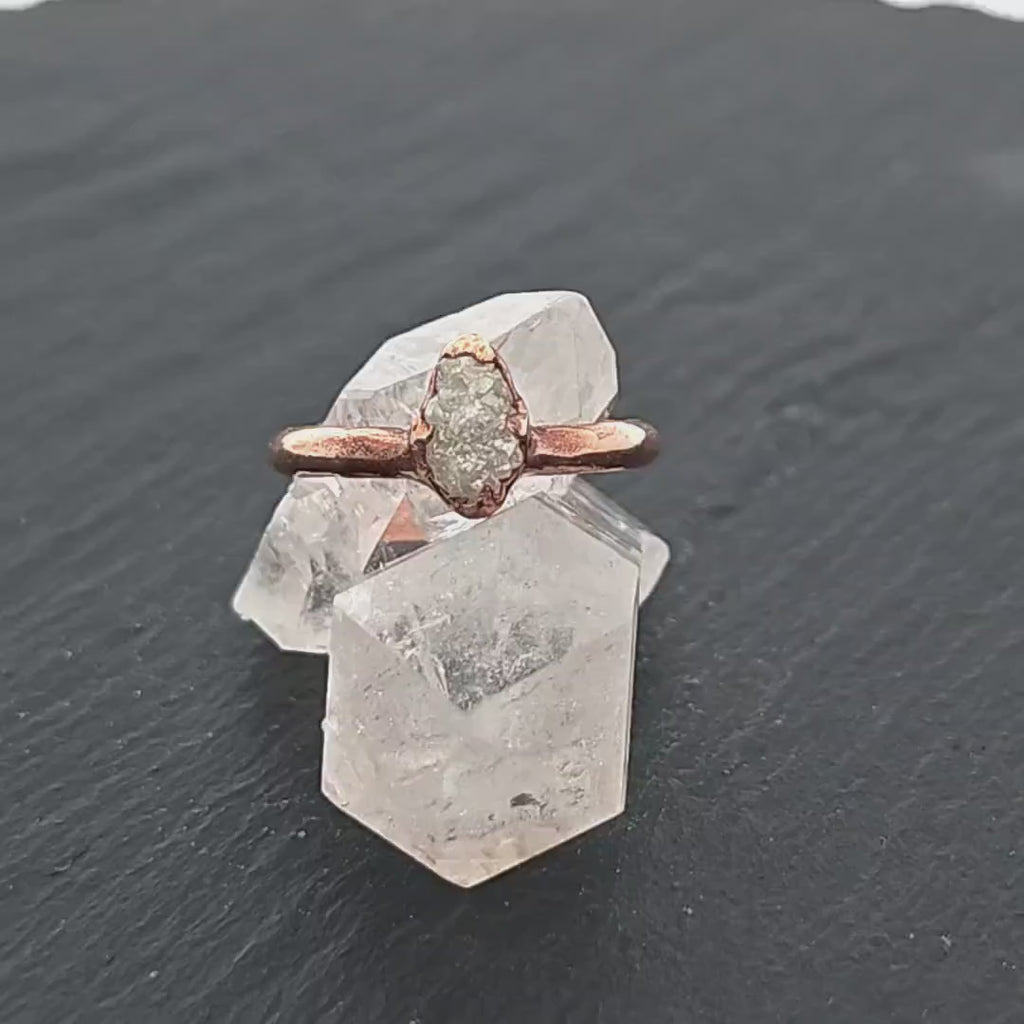 Raw Diamond Engagement Ring Rough Uncut Diamond Solitaire Recycled 14k Rose gold Conflict Free Diamond Wedding Promise 3113