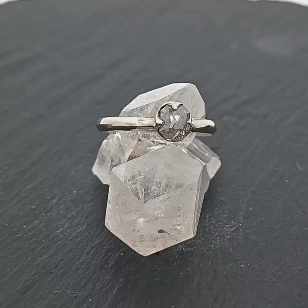Fancy Cut White Diamond Solitaire Engagement Ring • 14k White Gold • Handmade by Angeline 2035