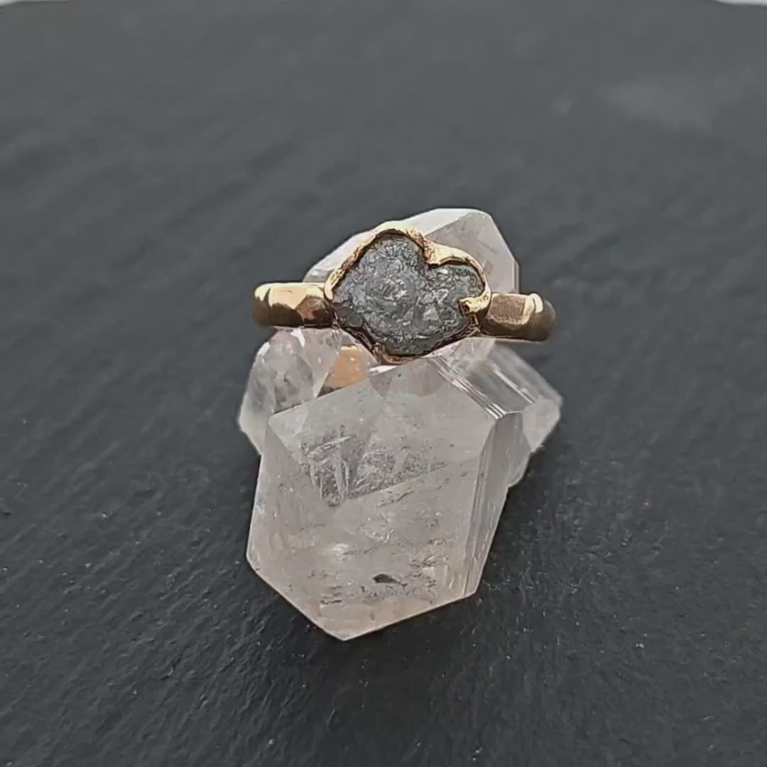 Raw Rough UnCut Diamond Engagement Ring Rough Diamond Solitaire Recycled 14k gold Conflict Free Diamond Wedding byAngeline 3206