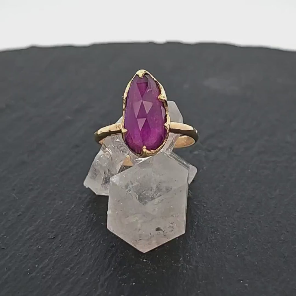 Fancy cut Amethyst Yellow Gold Ring Gemstone Solitaire recycled 18k statement cocktail statement 1249