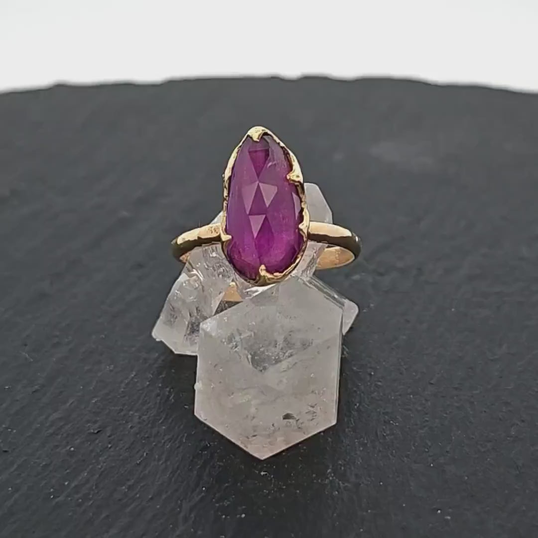 Fancy cut Amethyst Yellow Gold Ring Gemstone Solitaire recycled 18k statement cocktail statement 1249
