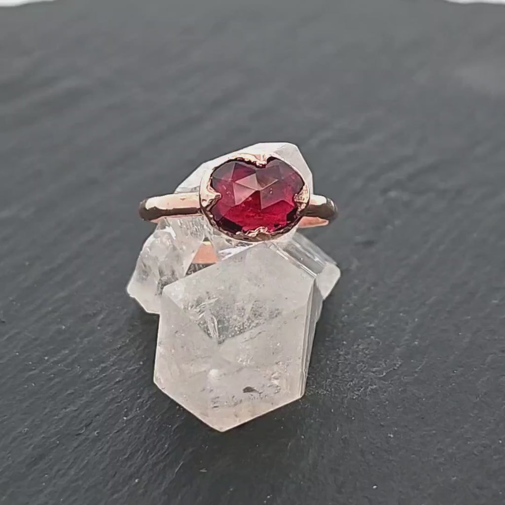 Fancy Cut Rustic Red Tourmaline Ring • 14k Rose Gold • Handmade by Angeline 3338