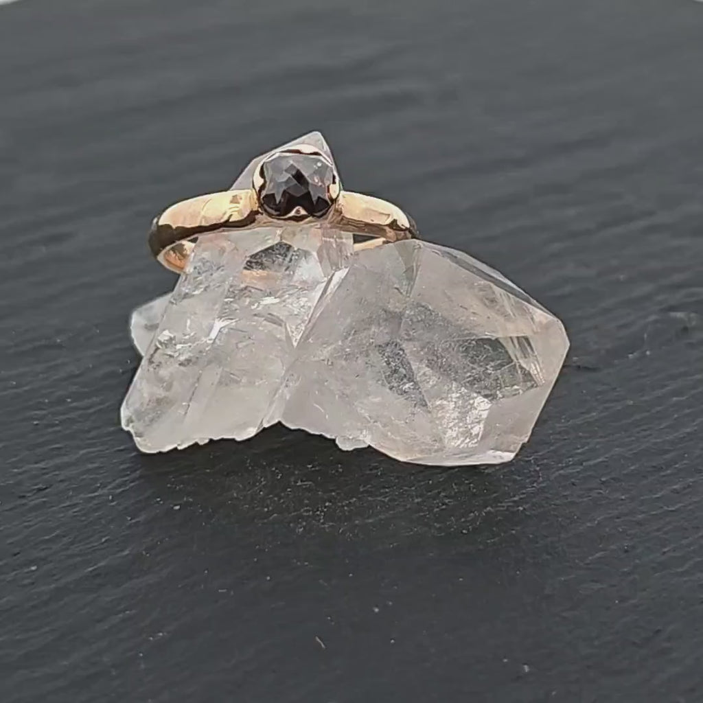 Fancy cut salt and pepper Diamond Solitaire Engagement 18k yellow Gold Wedding Ring Diamond Ring by Angeline 2928