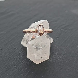 Faceted Fancy cut Champagne Diamond Solitaire Engagement 14k Rose Gold Wedding Ring byAngeline 0790