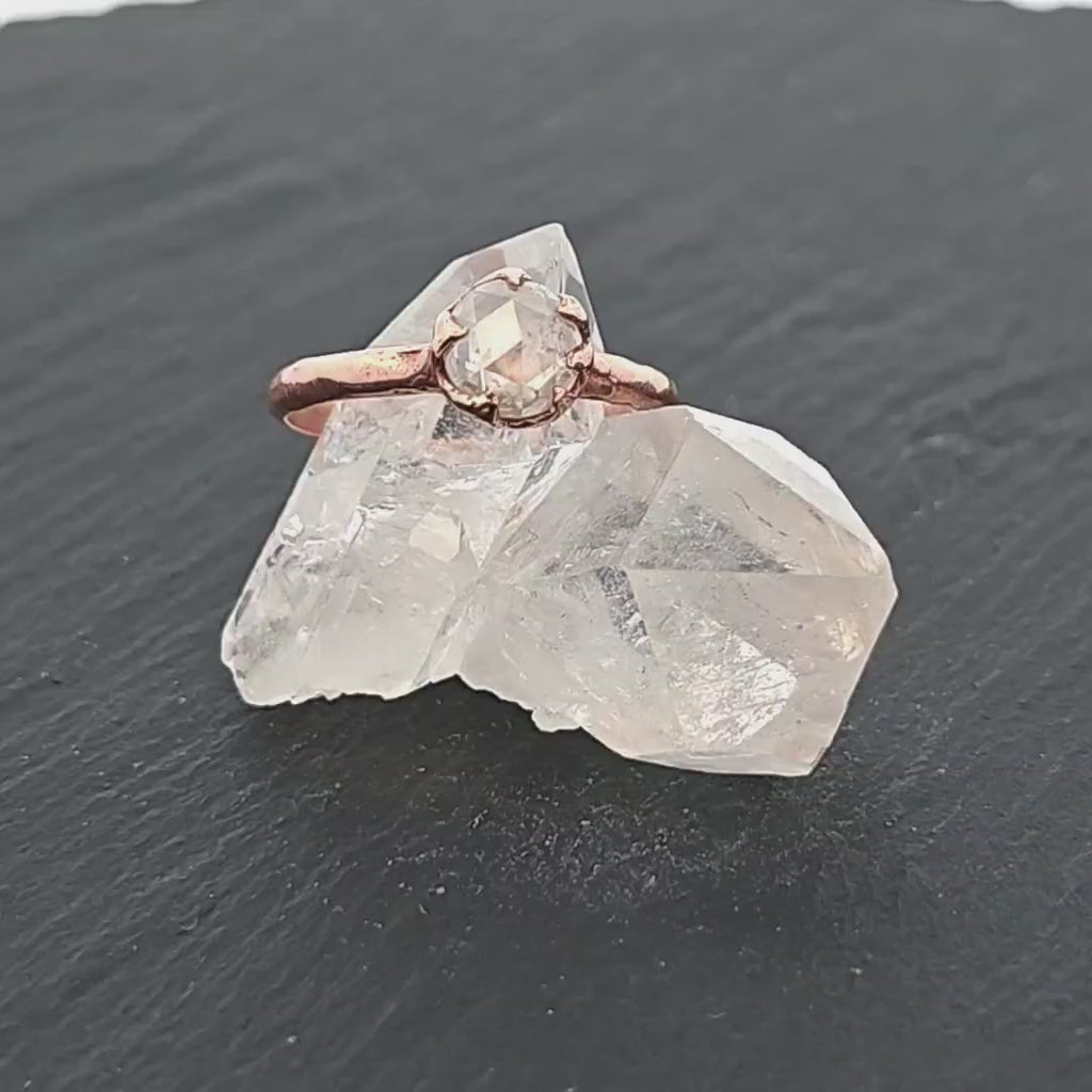 White Diamond Solitaire Engagement Ring • 14k Rose Gold • Statement Wedding Ring byAngeline 1714