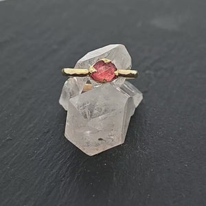 Fancy cut Pink Tourmaline Yellow Gold Ring Gemstone Solitaire recycled 18k statement cocktail statement 1518