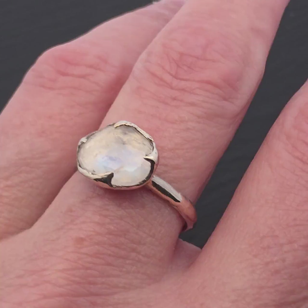 Natural Moonstone Solitaire Engagement Ring • Sterling Silver Ring • Alternative Engagement Ring • Handmade by Angeline 3674