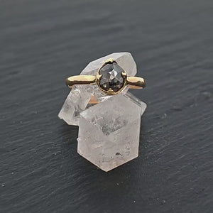 Fancy cut salt and pepper Diamond Solitaire Engagement 18k yellow Gold Wedding Ring Diamond Ring byAngeline 1398