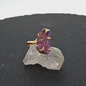 Amethyst Gold Ring Purple Gemstone Recycled 18k yellow Gold Gemstone One of a kind Birthstone Unique Cocktail Statement ring byAngeline 0124