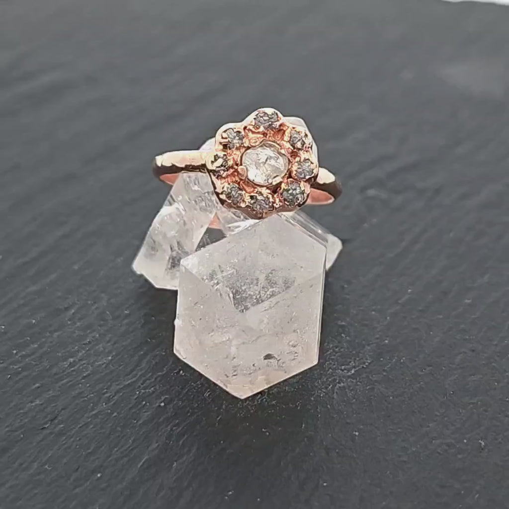 Diamond Halo Engagement Ring • 14k Rose Gold • Handmade Statement Ring byAngeline 0861