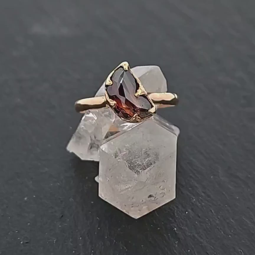 Fancy cut Cognac half moon Diamond Solitaire Engagement 14k Yellow Gold Wedding Ring Diamond Ring byAngeline 1631