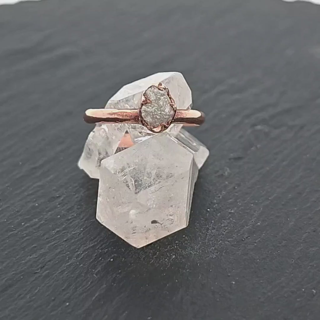 Raw Diamond Engagement Ring Rough Uncut Diamond Solitaire Recycled 14k Rose gold Conflict Free Diamond Wedding Promise 3107