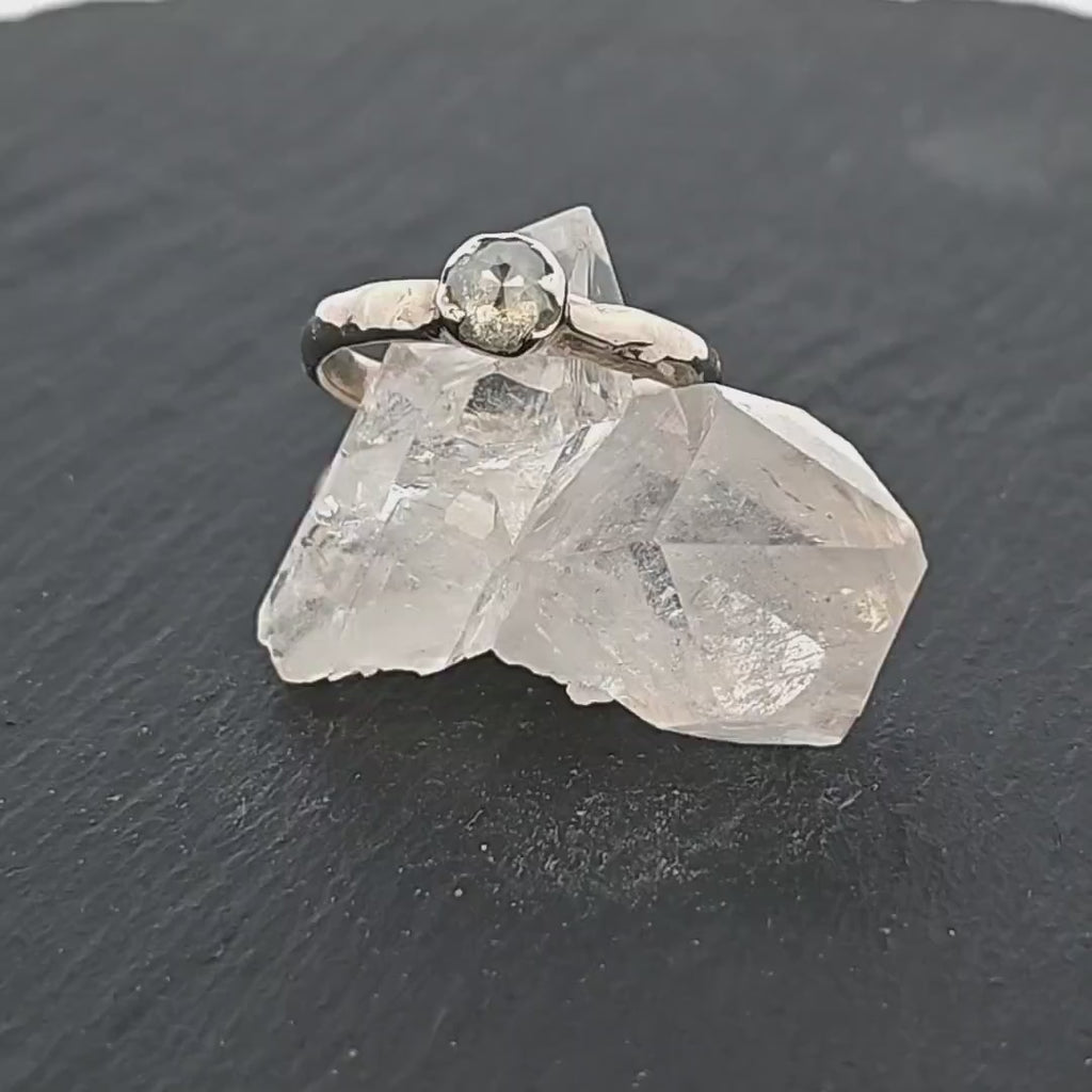 Fancy cut salt and pepper Diamond Solitaire Engagement 14k White Gold Wedding Ring by Angeline 2838
