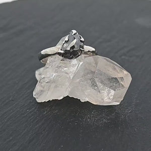 Fancy Cut salt and pepper Half Moon Diamond Solitaire Engagement 14k White Gold Wedding Ring byAngeline 1640