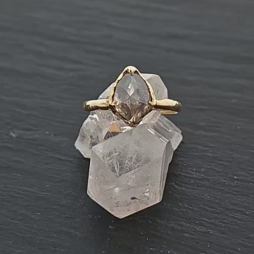 Salt and Pepper Diamond Solitaire Engagement Ring • 18k Yellow Gold • Handmade by Angeline 3329