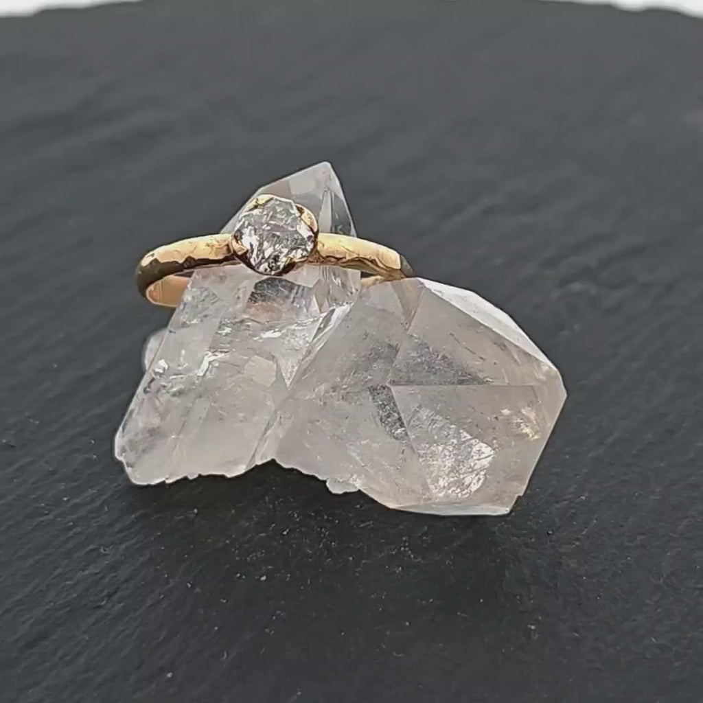 Dainty White Diamond Solitaire Engagement Ring • 18k Yellow Gold • Handmade byAngeline 0830