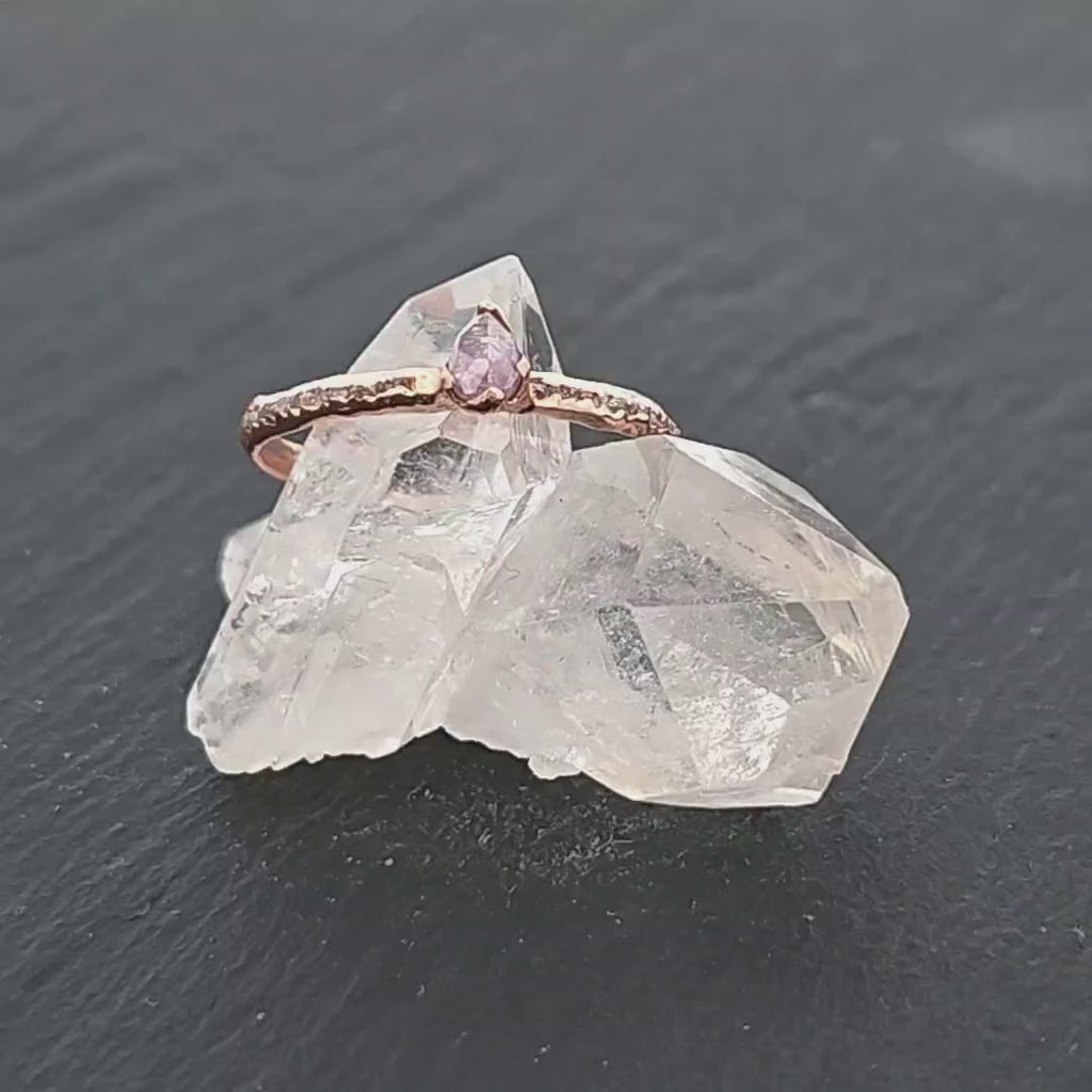 Handmade Pink Diamond Engagement Ring • 14k Rose Gold • Rough Diamond Accents • Handmade Stackable Anniversary Ring byAngeline 0668