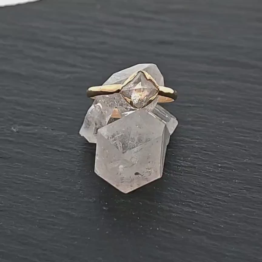 Fancy cut white Diamond Solitaire Engagement 18k yellow Gold Wedding Ring byAngeline 0988