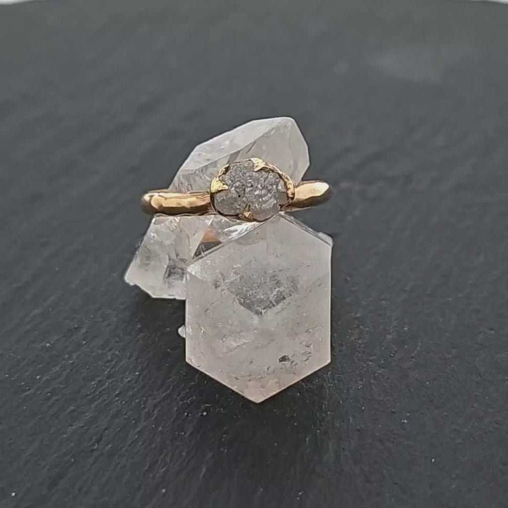 Rough Diamond Solitaire Engagement Ring • 18k Yellow Gold • Handmade by Angeline 3078