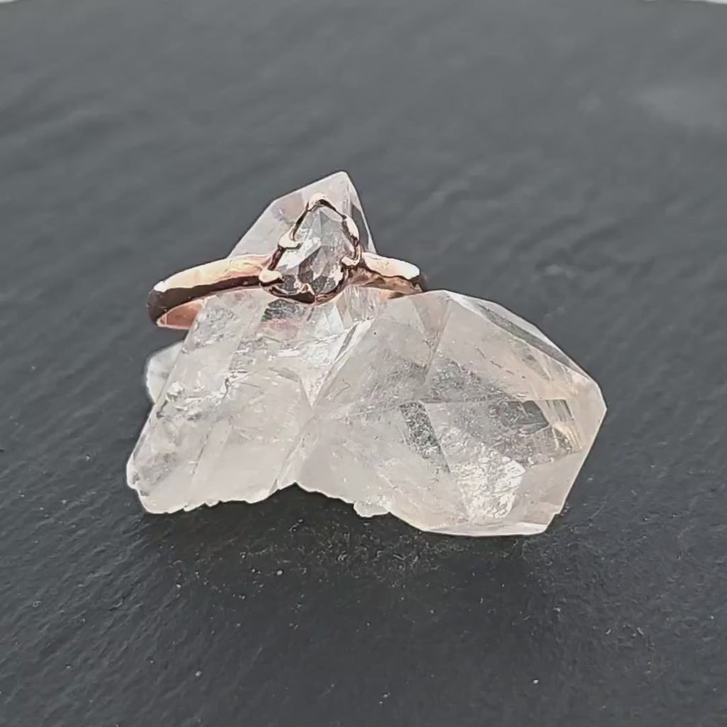 Rose Cut White Diamond Engagement Ring • 14k Rose Gold • Handmade byAngeline 1723