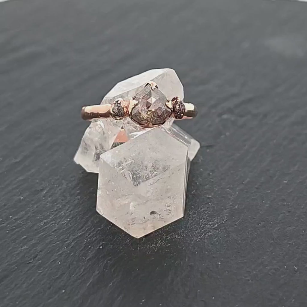Champagne Diamond Engagement Ring • 14k Rose Gold • Staement Anniversary Ring byAngeline 0606