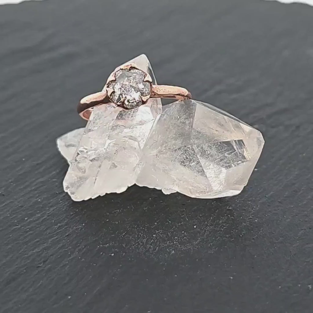 Rose Cut Diamond Solitaire Engagement Ring • Solid 14k Rose Gold Wedding Ring • Handmade By Angeline 1713