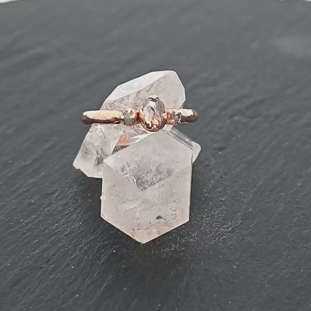 Antique Style Champagne Diamond Engagement Ring • 14k Rose Gold • Handmade byAngeline 0785