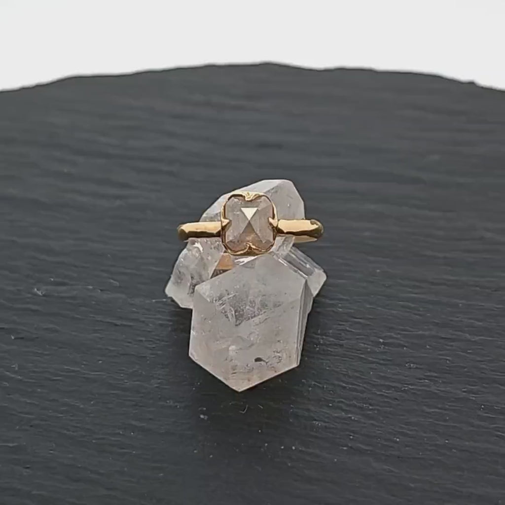 Fancy cut white Diamond Solitaire Engagement 18k yellow Gold Wedding Ring byAngeline 1057