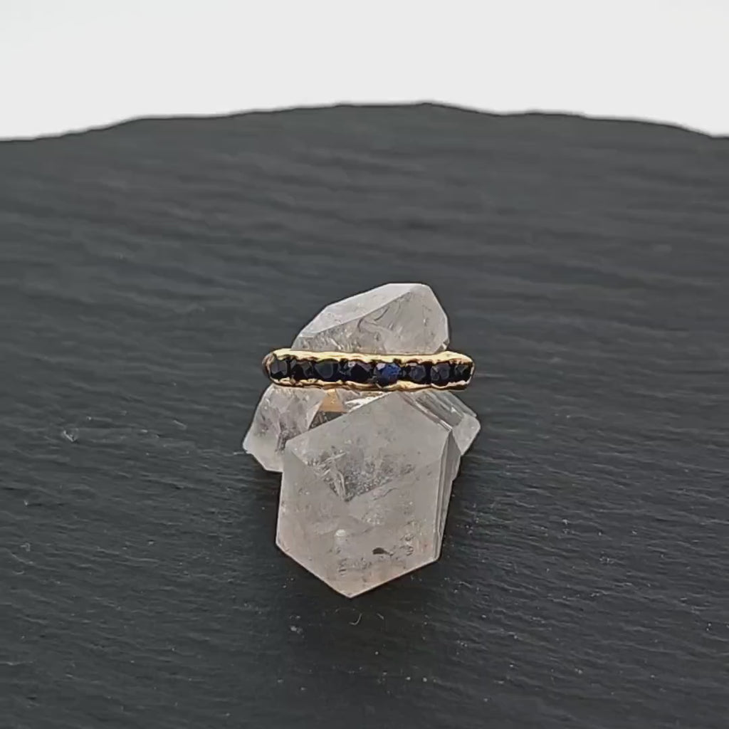 Handcrafted Blue Sapphire 18k Yellow Gold Engagement Wedding Ring