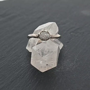Raw White Diamond Solitaire Engagement Ring 14k White Gold Stacking Rough Diamond byAngeline 3179