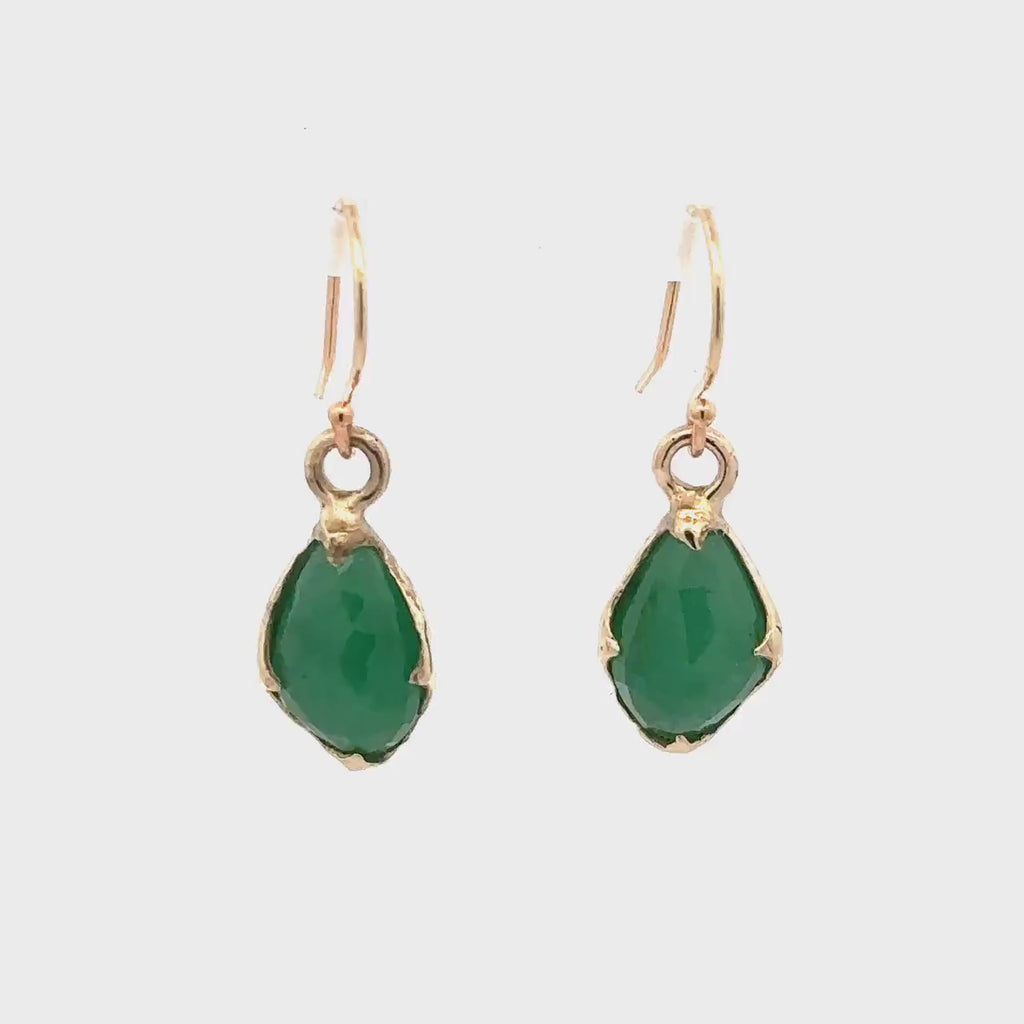 Emerald Fancy cut dangle earrings 14k 3324