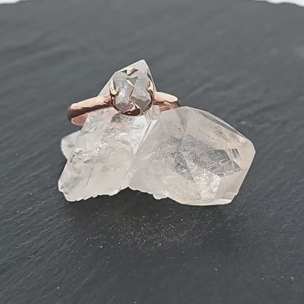 Antique Style Cut White Diamond Engagement Ring • 14k Rose Gold • Handmade Wedding byAngeline 1091