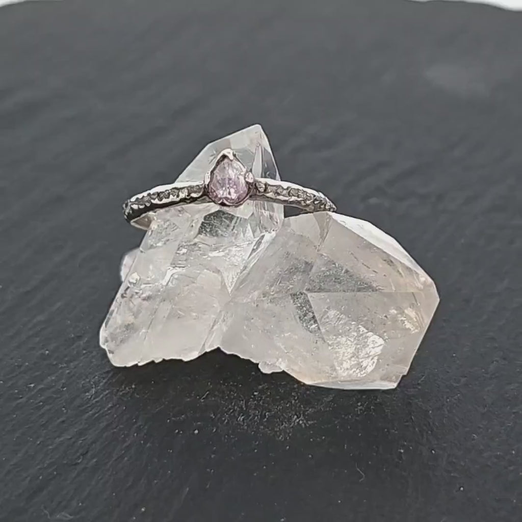 White Diamond Engagement Ring • 14k White Gold • Rough Diamond Accents • Stackable Anniversary Ring byAngeline 0678