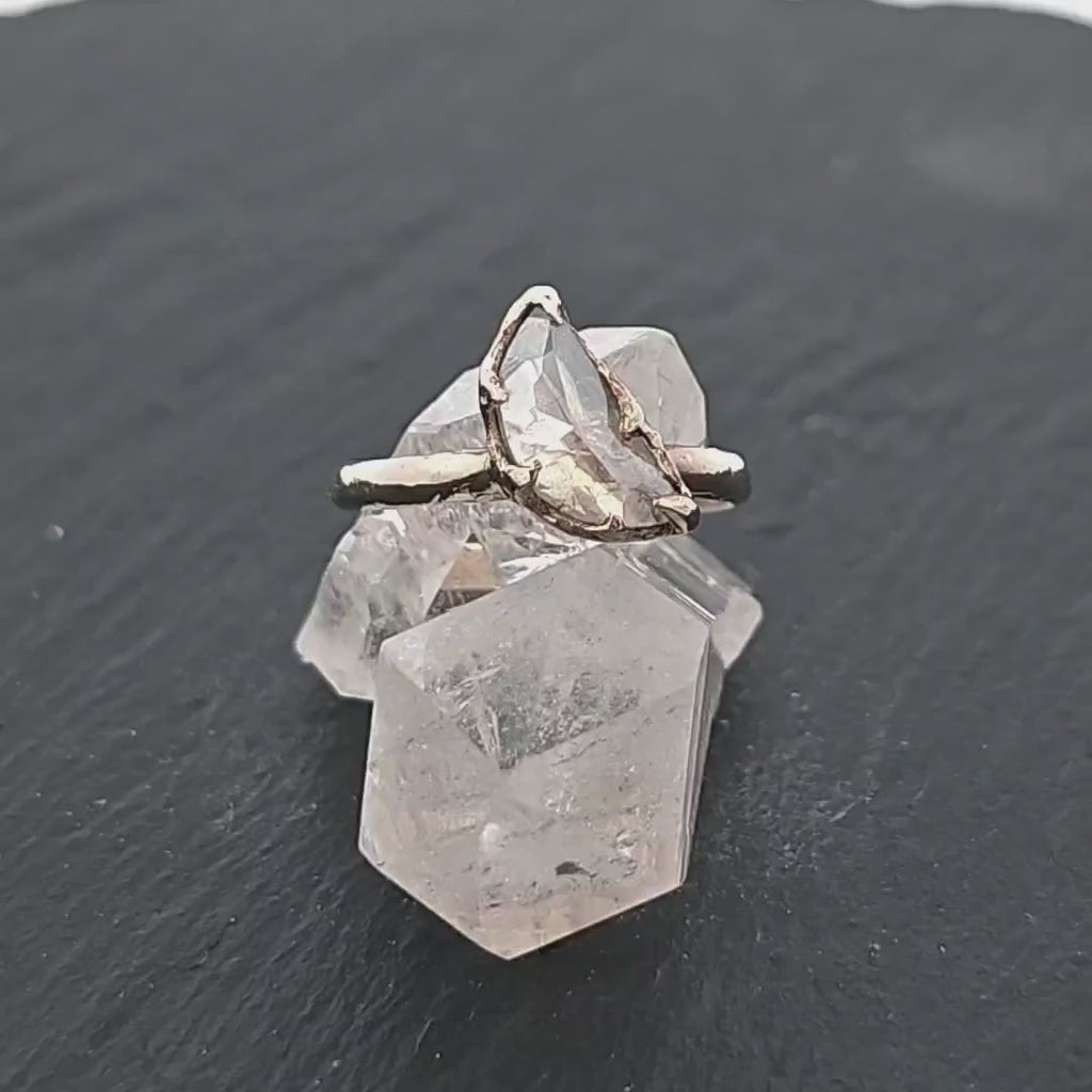 White Moon Diamond Solitaire Engagement Ring • 18k White Gold • Handmade by Angeline 3352