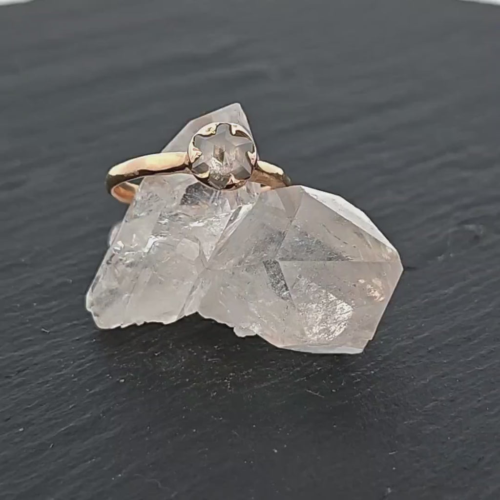 Salt and Pepper Diamond Solitaire Engagement Ring • 14k Yellow Gold • Handmade Wedding Ring by Angeline 2783
