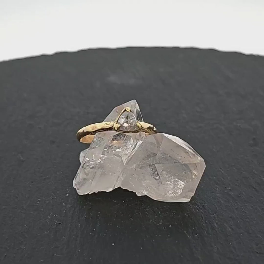 White Diamond Solitaire Engagement Ring • 18k yellow Gold • Handmade Wedding Ring byAngeline 1416