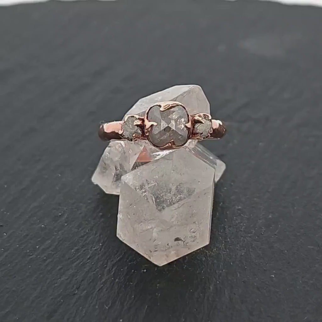 Diamond Engagement Ring • 14k Rose Gold • Rough Diamond Accents • Handmade byAngeline 1707