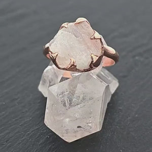 Rough Moonstone 14k Rose Gold Ring Gemstone Solitaire recycled statement cocktail statement 2545