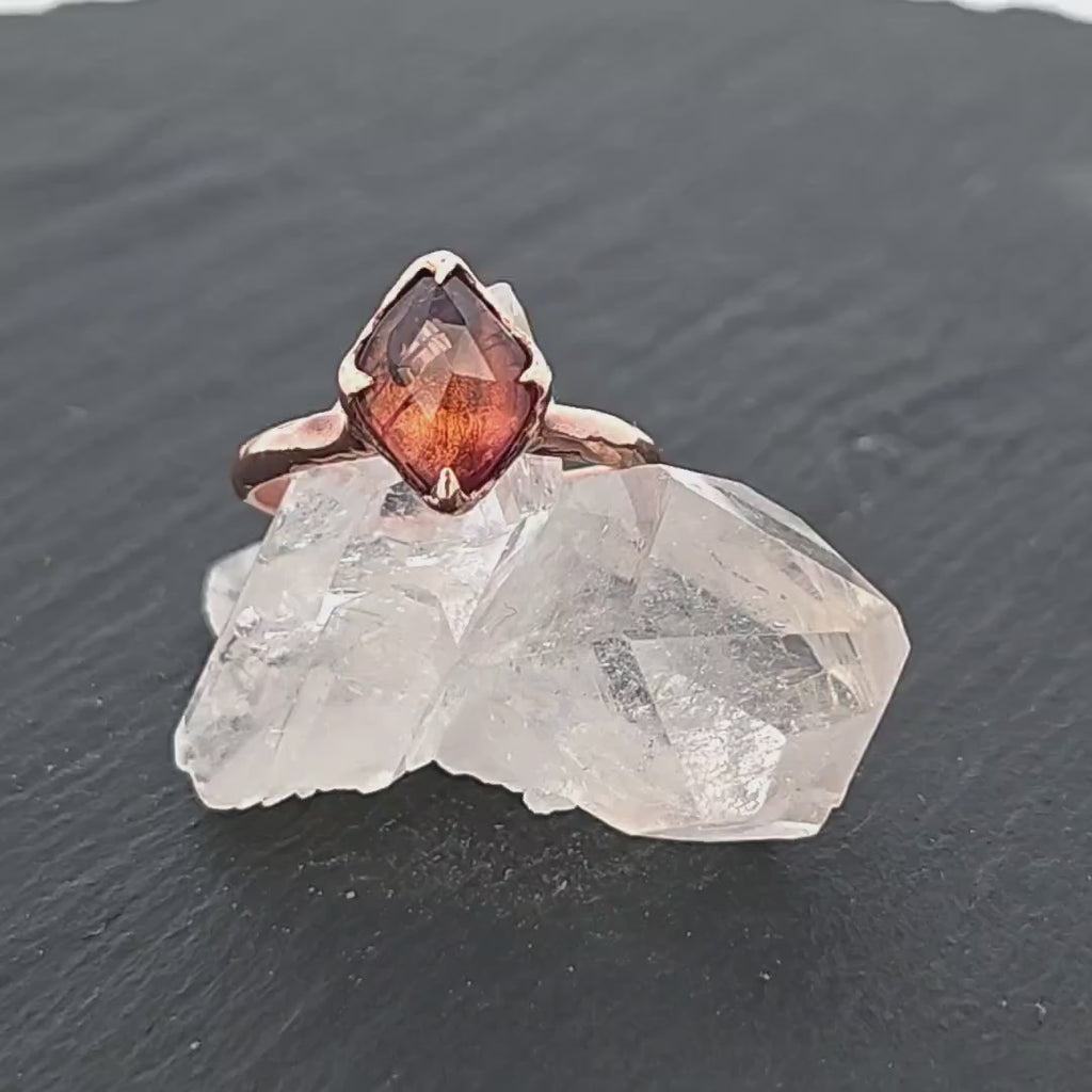 Rustic Pink Tourmaline Ring • 14k Rose Gold • Gemstone Solitaire recycled • Handmade by Angeline 3340