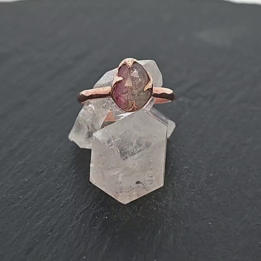 Fancy cut Pink Tourmaline Rose Gold Ring Gemstone Solitaire recycled 14k statement cocktail statement 1229