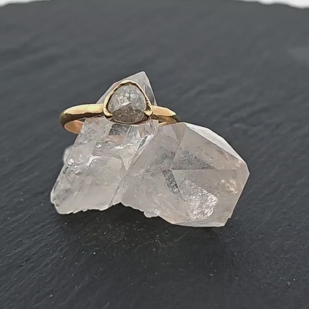 Fancy cut white Diamond Solitaire Engagement 18k yellow Gold Wedding Ring byAngeline 1393