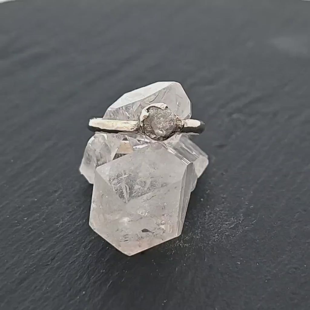 Raw Diamond Solitaire Engagement Ring • 14k White Gold • Handmade byAngeline 3176