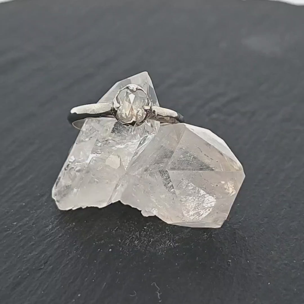 Fancy cut White Diamond Solitaire Engagement 14k White Gold Wedding Ring byAngeline 2079