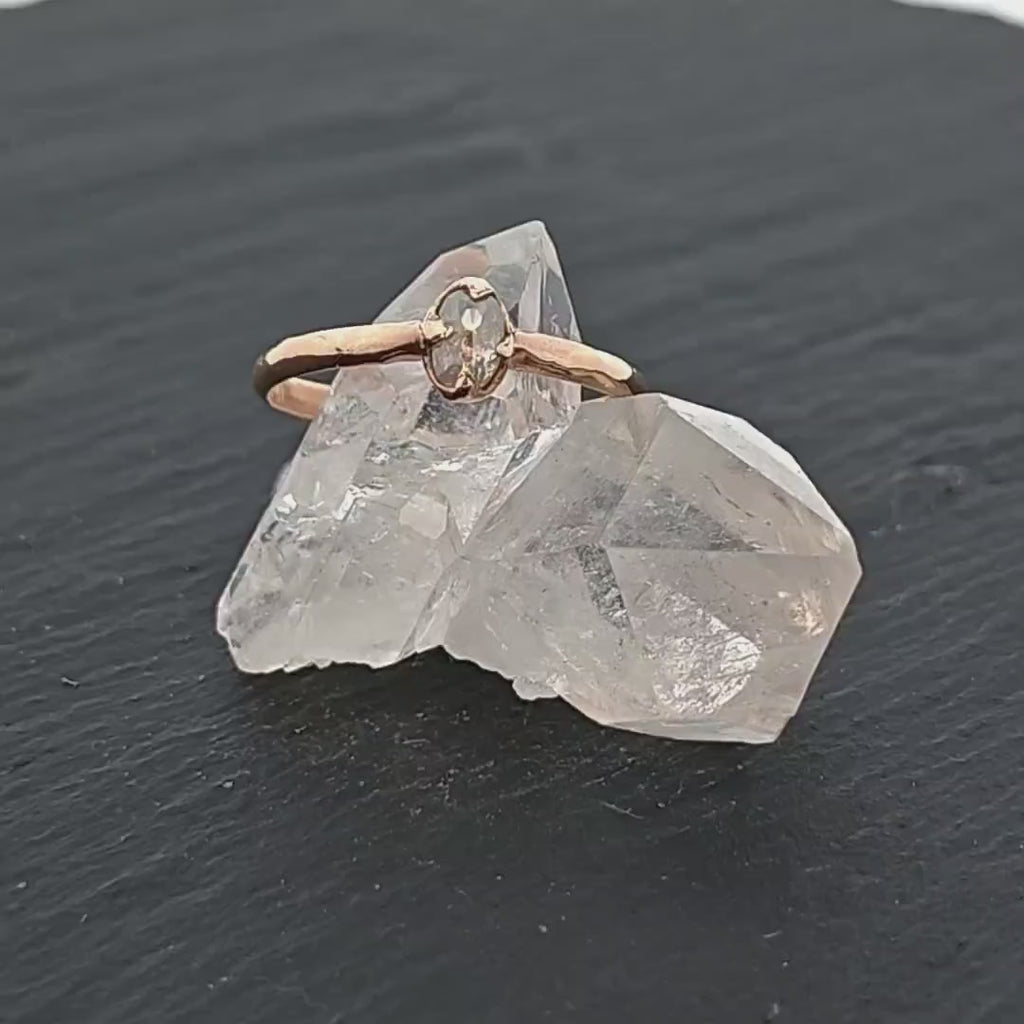 Dainty White Diamond Solitaire Engagement Ring • 14k Yellow Gold • Handmade byAngeline 2124