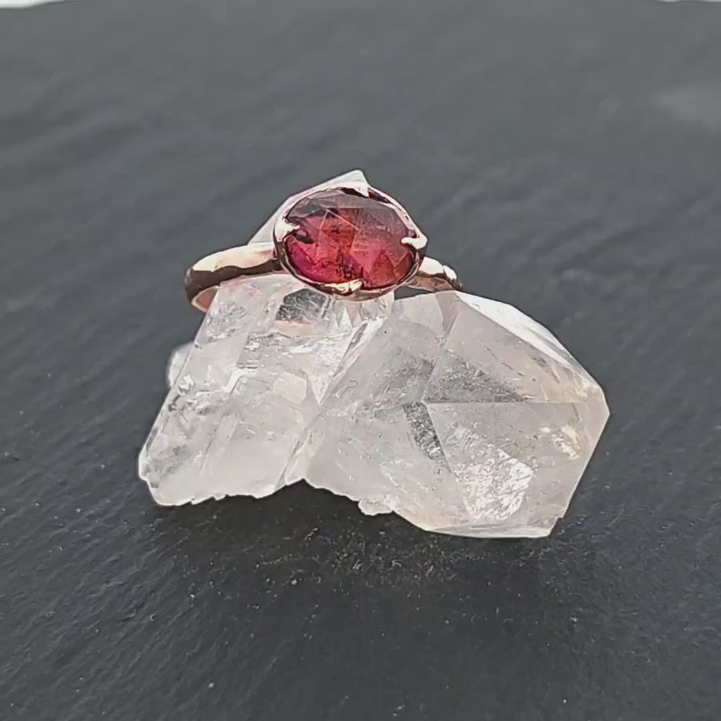 Fancy Cut Earthy Red Tourmaline Ring • 14k Rose Gold • Handmade by Angeline 3339
